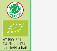 Bio Garantie with EU organic logo and EU-/Nicht-EU-Landwirtschaft