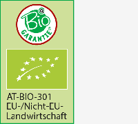 Bio Garantie mit EU-Bio-Logo und EU-/Nicht-EU-Landwirtschaft